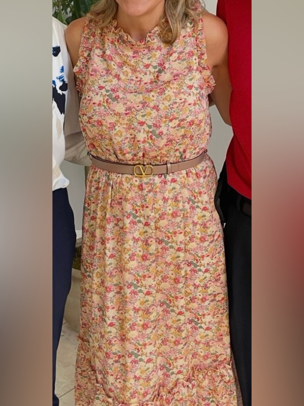 Aura Floral Ruffle Maxi Dress with Waist Tie